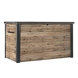Keter Signature Collection XXL 230 Gallon Resin Deck Box Organization and Storage Box for Patio Outdoor Cushions, Throw Pillows, Garden Tools and Pool Supplies, Pine
