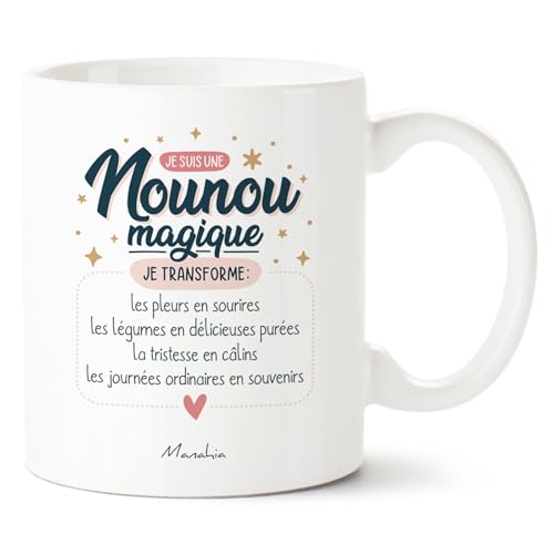 Manahia - Mug Nounou Magique - Cadeau Merci Fin d'Année Scolaire ou Contrat