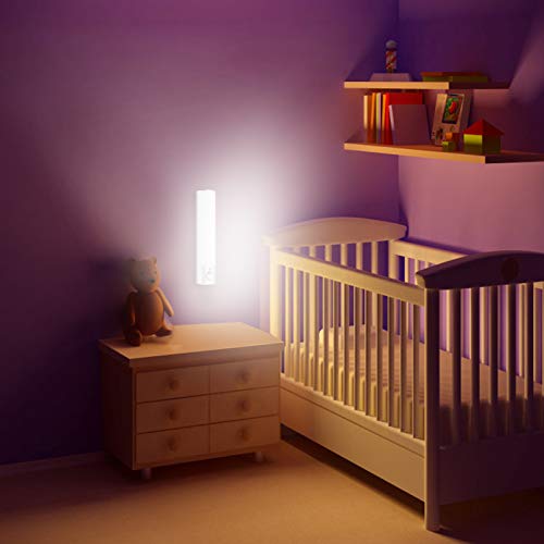 SECRUI Luz Nocturna, 2 Pack Luces LED Armario con Sensor Movimiento, Lámpara Nocturna Recargable(Auto/ON/OFF), Luz Cálida para Armario, Pasillo, Escalera, Sótano, Cocina, Garaje, Gabinete Cover