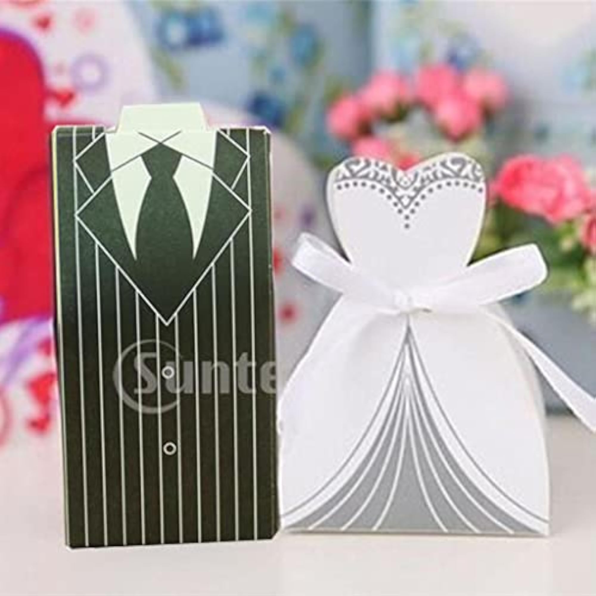 100pcs Tuxedo Groom Bridal Ribbon Candy Boxes
