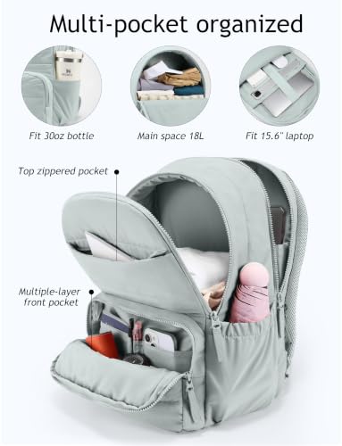 Image of Uselike Travel Backpack for Women, 15.6 Inch Laptop Backpack, Quilted College Bookbag, Cute Work Backpacks, Water Resistant (Dawn Grey)