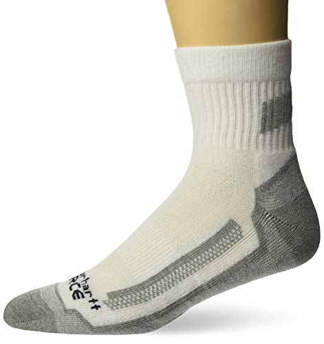 Carhartt Men's Force Performance Work Short Boot Crew Socks, White, Shoe Size: 6-12