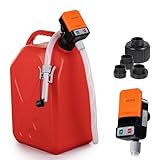 Fuel Transfer Pump with Auto Stop Sensor Overfill Protection,Kit with 4 Tank Adapter, 4AA Battery powered...