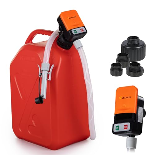 Fuel Transfer Pump with Auto Stop Sensor Overfill Protection,Kit with 4 Tank Adapter, 4AA Battery powered 3.2 GPM, Portable Gas Pump for Oil, Diesel, Gasoline (orange+Black)