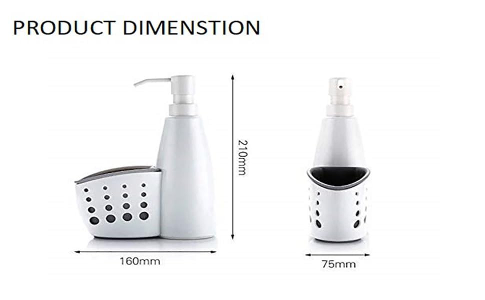 Skyzone Multifunction Kitchen Bathroom Liquid Detergent Storage Box Rack Cleaning Sponge Drainboard Soap Holder Portable Soap Dispensers White