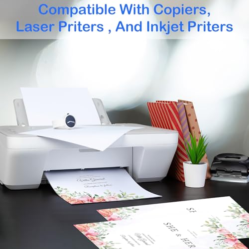 White Cardstock，40 Sheets Heavy Cardstock, 8.5\" x 11\" Thick Printable Cardstock, 75 lb /200gsm Cardstock Paper for Invitations, Business Cards, Postcards, Crafts, Art, Wedding, DIY Cards - Thumbnail 5