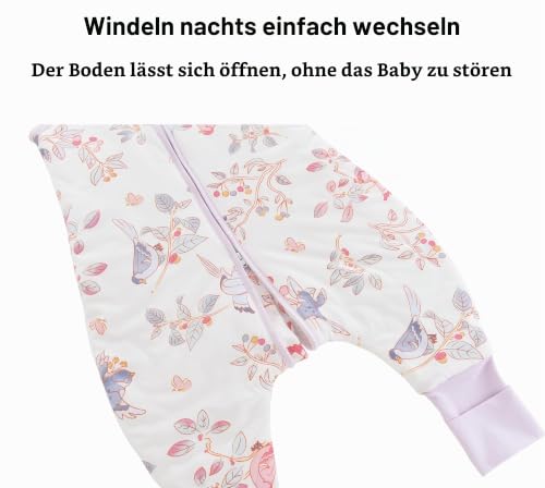 Chilsuessy Baby Schlafsack mit Beinen 2.5 Tog Winter Schlafsack Unisex Ganzjahres Schlafsack mit Füßen Babyschlafsack, Frühlingsmagpie… – Ansicht 6