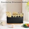 Countertop Silverware Holder, Silverware Caddy Organizer Holder for Forks, Spoons, Knives, Cutlery Caddy with 3 Compartments, Kitchen Utensil Holder for Party, Countertop, Black