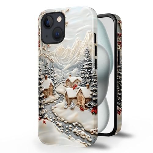 DAIZAG Case Compatible with iPhone 15,Glossy Durable Shock Protection Cover for Girl Women,Snowy Winter Landscape Christmas by DAIZAG - Used condition - Image 7