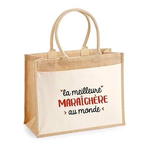 Sac Cabas Jute Maraîchère original avec poche pour travail et famille