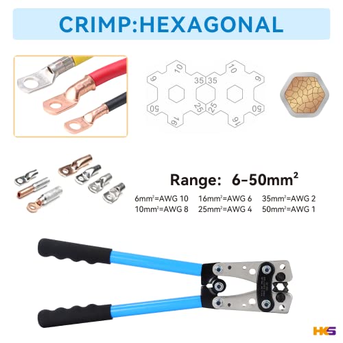 Hks Battery Cable Lug Crimping Tool 10-1 Awg With 60Pcs Copper Ring Terminals 8 Sizes Cable Lugs Set, Heavy Duty Wire Crimper For Battery Wire Terminal #TOP2