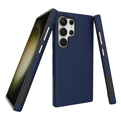 Image of NOXO Ultra-Hybrid Triangle Back Case Cover for Samsung Galaxy S24 Ultra, | Shockproof Design | Camera Protection | Soft TPU & Rugged PC | Bumper Case Cover for Samsung S24 Ultra, (Prussian Blue)