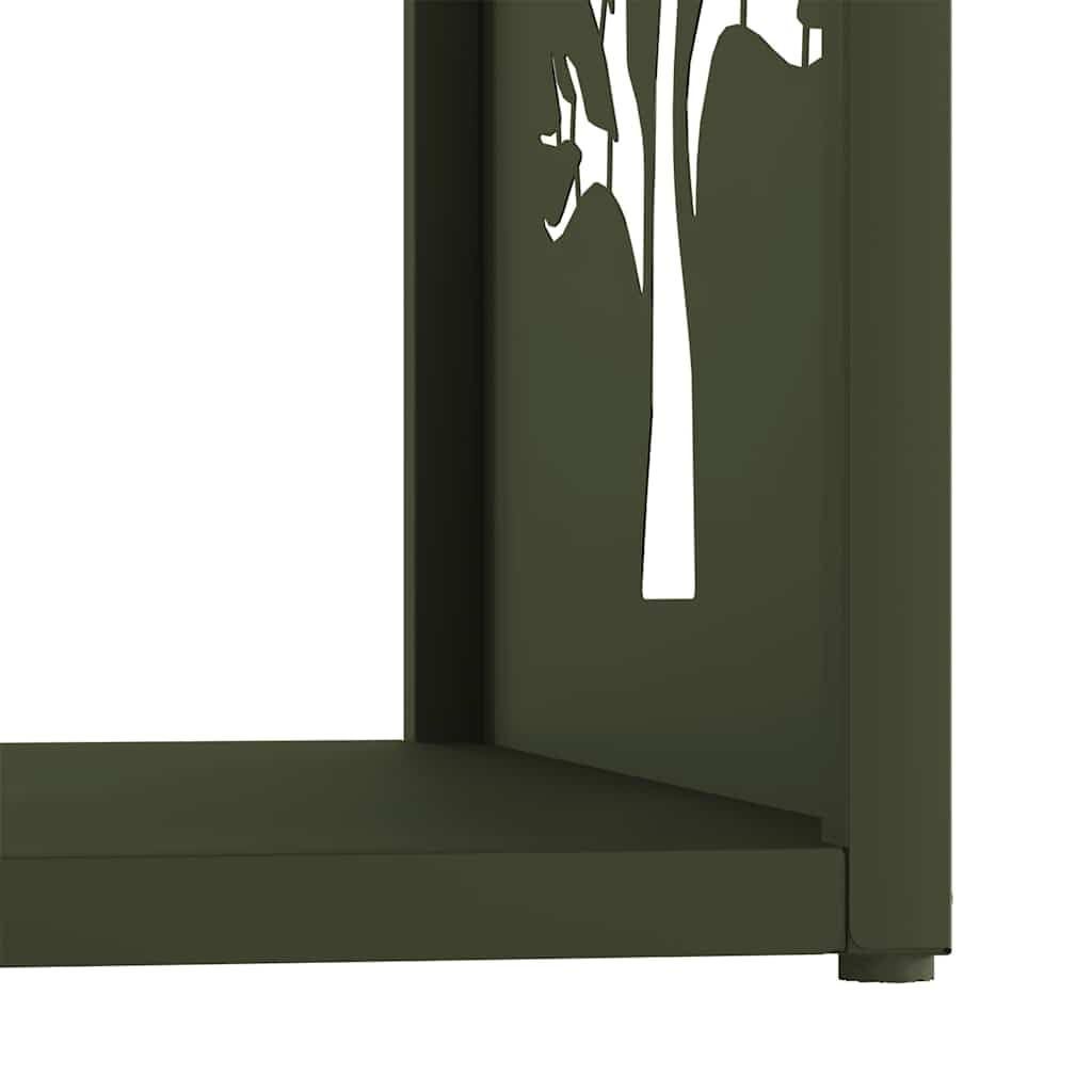 Leñero Verde Oliva 40x40x40 cm Acero Laminado en frío,Casa y jardín,Accesorios para hornos de leña y chimeneas,Bolsas y Soportes de leña,5.05kg-864246