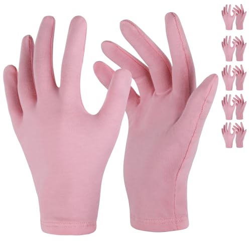Donfri 5 Paar Baumwollhandschuhe Neurodermitis Rosa Handschuhe Baumwolle für Ekzeme