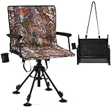 Danrelax 360 Degree Silent Swivel Hunting Blind Chair with Bottle Rack, Comfortable Padded Seat, Adjustable Height, Camo Portable Foldable Outdoor Hunting and Fishing Chair, Ideal for Deer Hunting