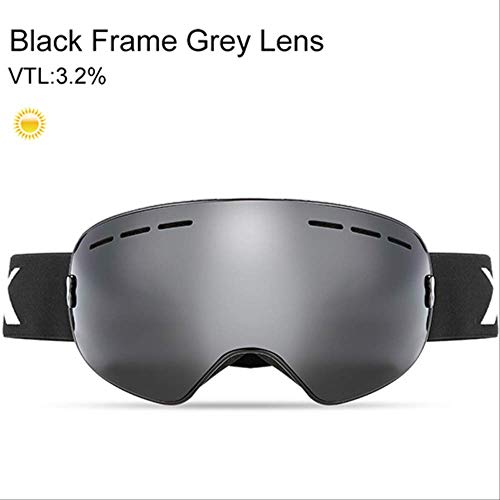 KWOSJYAL Gafas de esquí Gafas de esquí de Snowboard de Doble Capa Gafas de Nieve a Prueba de Viento de Invierno Protección Uv400 Máscara de esquí Gafas de Moto de Nieveu00a0u00a0u00a0Montura Negra Lentes Grises