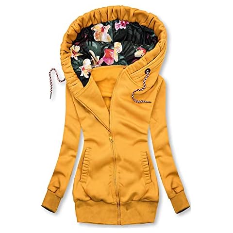 Dwevkeful Frauen Winterjacke Full Zip Hoodies Jacke Reißverschluss Sweatshirt Langarm Mantel Oversize Outdoorjacken Hoher Kragen Sweatjacke Warm Funktionsjacken Cover