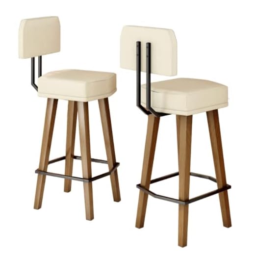 Kit 2 Banquetas para Balcão Bancada de Cozinha Industrial (80CM DO ASSENTO AO CHÃO, BEGE)