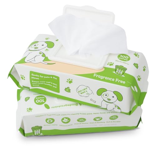 OIRLVCE 200Pcs Pet Wet Wipes Hypoallergenic Cleaning and Hydrating for Full Body Ear Wipes bum & paw Fragrance Free Dog Grooming Wipes