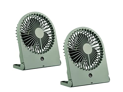 Setpoint Lot de 2 mini ventilateurs avec batterie, connexion USB-C 3 niveaux, vert, hauteur 23 cm