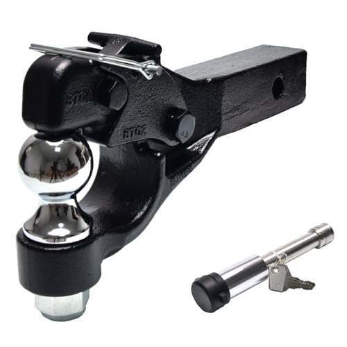 Pintle Hitch with 2-Inch Trailer Ball, Stainless Steel Locks, Fits 2-Inch Receiver, 16,000 lbs (8T), 13-Inch Length