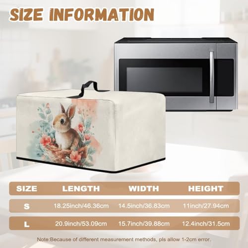 Image of Microwave Oven Dust Cover Air Fryer Toaster Oven Protector, Easter Decorations Small Appliances Cover, L, 20.9 x 15.7 x 12.4 Inches, Rabbit Floral Light Beige