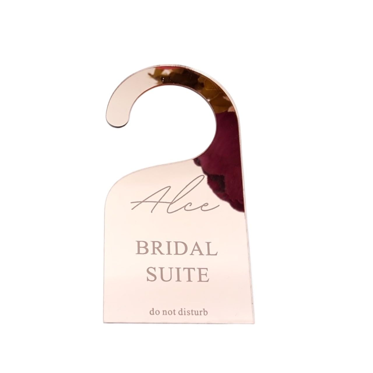 ZRHWSPD PVC Door Knob Hangers 1 Piece 10x20cm/7x14cm Door Hanger Wedding Bride/Groom Room Decor Hanging Tags(Rose Gold,14x7cm(5.5x2.8in))