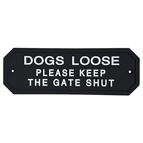 FLAMEER Bold Black and White, Easy to See Warning, Outdoor Notice,Rustic PVC Dog Loose Gate Sign Wall Plaque Board Door Wall Hanging Decoration for Home Garden - DOGS LOOSE Cover