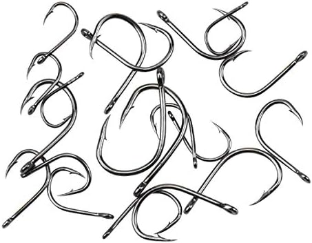 500pcs Fishing Hooks Carbon Steel Barbed Fishing Hooks Eyed Sea Fish Hooks Carp Fishing Tackle Carp Circle Hooks for Saltwater Freshwater Fishing Accessories, No.3-No.12, 10 Sizes with Compartment Box