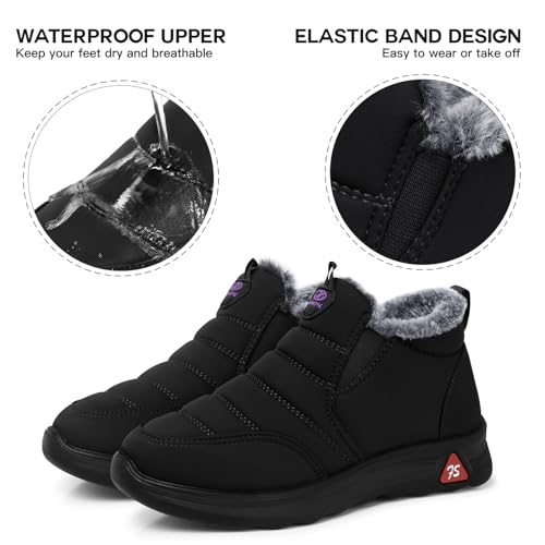 Image of SHIBEVER Winter Boots for Women Warm: Comfortable Slip on Ankle Snow Boots