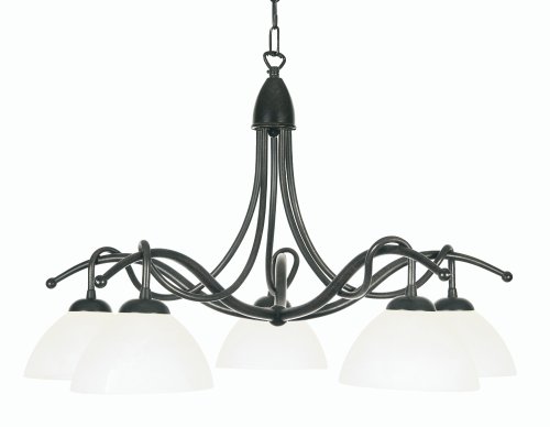 Lustre à 5 lumières en verre opalin pour illuminer votre salon