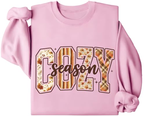 Cozy Season Sweatshirt Retro Fall season Shirt Wildflower Thanksgiving Autumn Leaves Tops