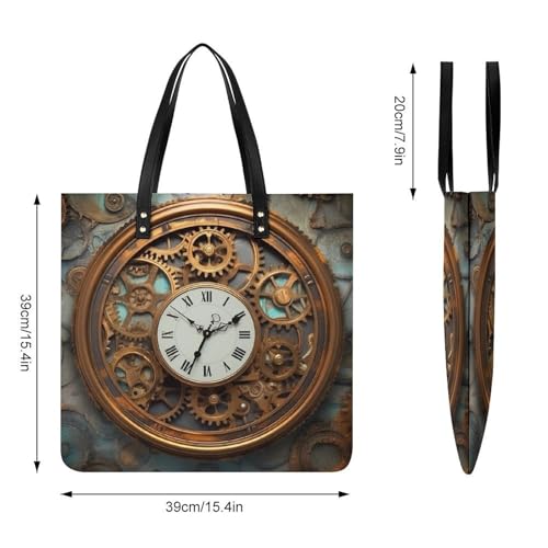 Mid Century Modern Art Cat Work Tote Bag for Women Leather Shoulder Bag with Magnetic Buckle Purse And Handbags2