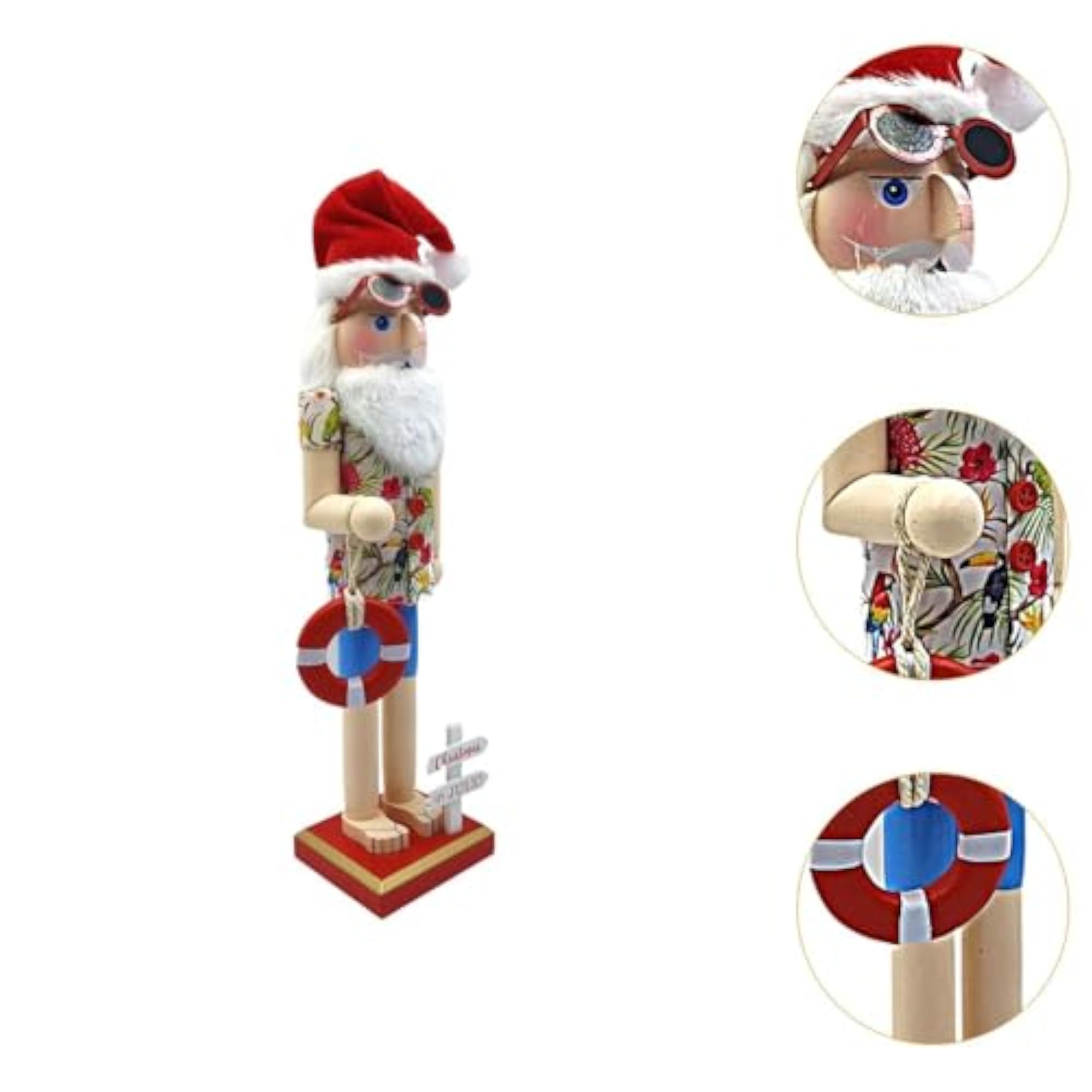 38cm Wooden Summer Santa Figurine Nutcracker for Festival Decor