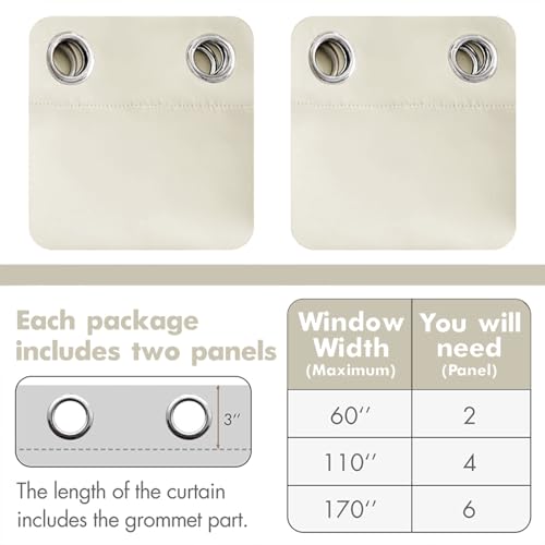 Image of MIULEE Cream Blackout Bedroom Curtains Drapes 84 Inch Long 52 inchx84 inch | Grommet Top, Room Darkening Window Drapes, Privacy Protection, Thermal Insulated, Heat Blocking, Light Blocking