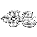 Costway Batterie de Cuisine 12 Pièces en Acier Inoxydable 304 Tous Feux Dont Induction avec 4 Marmites (1,4L/2,2L/3L/5L) Une Poêle à Frire de 24,5 cm, Une Casserole de 1,4 L