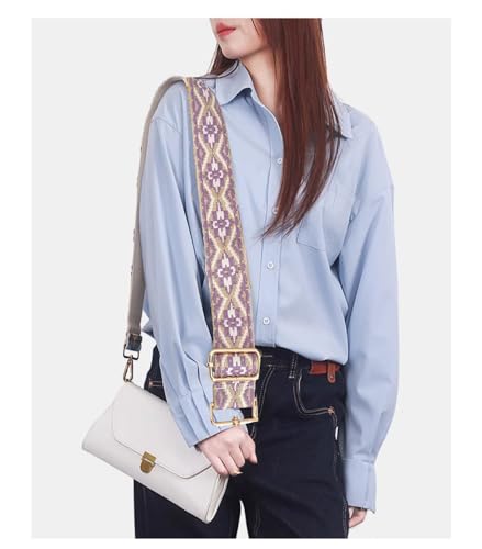 Image of Purse Strap Replacement Wide Adjustable Crossbody Shoulder Strap Guitar Straps for Handbags Flower Purple