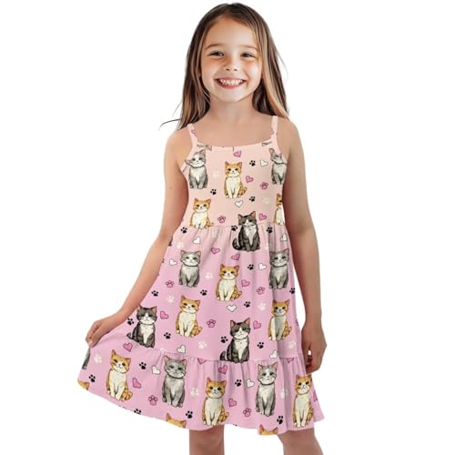 Kids Spaghetti Strap Dresses for Girls 3-14 Year Olds Summer Beach Birthday Party Dress