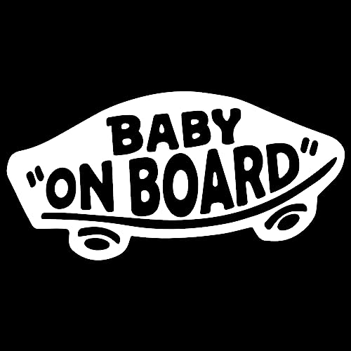 Image of EPIC Goods Baby On Board - Heavy-Duty Vinyl Die Cut Sticker, See-Through Safety Sign (White) For Car Windows, Trucks, SUVs