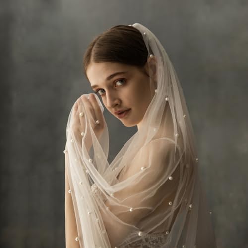 Velo de perlas de 90.6 pulgadas largo para mujeres en bodas y despedida de soltera 3