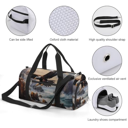 Bald Eagle Gym Bag Travel Duffel Bag Sports Tote Bag Workout Bag Weekender Bag for Women Men3