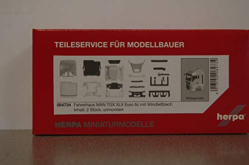 Cabine de conducteur miniature MAN TGX XLX Euro 6c Herpa avec déflecteur de toit en plastique