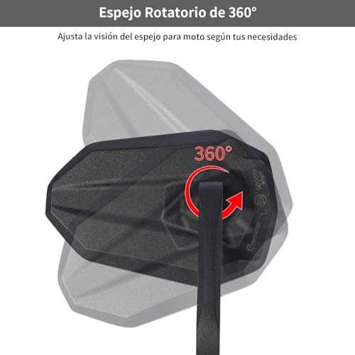 Espejo retrovisor moto homologado evermotor con rotación 360 grados y rosca M8 par 3