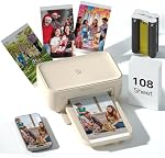HPRT 4x6 Imprimante photo avec 108 Feuilles et 2 Rubans, Sublimation de colorant sans fil Imprimante photo portable pour iPhone et Android Smartphones, Impression photo