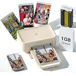HPRT 4x6 Photo Printer with 108 Sheets & 2 Ribbons - Dye Sublimation Wireless Portable Photo Printer for iPhone & Android Smartphones, Home & Travel Picture Printing, Ideal Gift, Beige