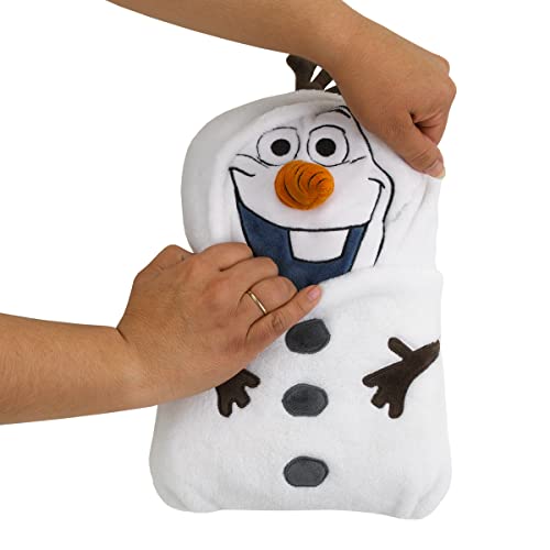 Image of NoJo Disney Frozen Winter Cheer White, Orange, Brown Olaf Character Shaped Blanket