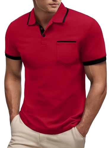 Askdeer Men's Polo Shirts Cotton Short Long Sleeve Polo T-Shirt Classic Casual Soft Golf Tee Shirts with Pocket