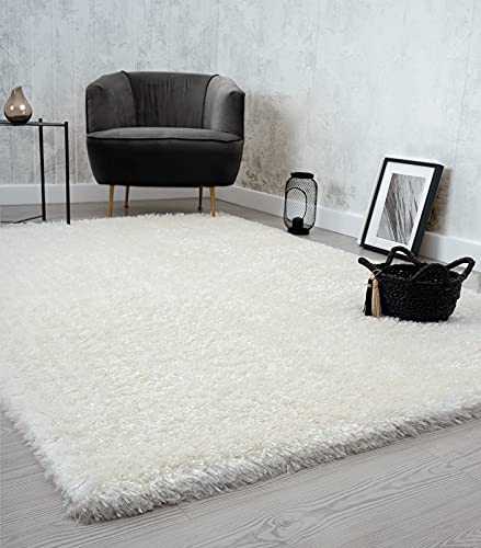 the carpet Willow - Alfombra de Pelo Largo para salón, Dormitorio, Moderna, Suave, Mate, Monocolor, Color Crema, 160 x 230...
