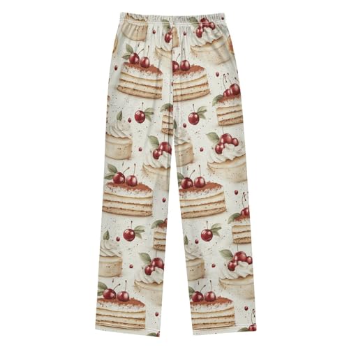 Pajama Bottoms, Pajamas Long Pant Cherry Desserts Lounge Wear Casual Sleep Pants Soft Pjs Sleepwear2