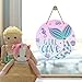 Bolisom Girl Gave Ocean Mermaid Front Door Sign, Pink Coastal Wood Door Hanger Outdoor Outside Porch Nursery Decor, Beach Kids Baby Girl Room Wooden Wreath Indoor Wall Hanging Decoration